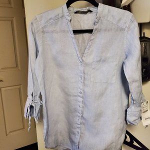 Zara Light Blue Linen Shirt